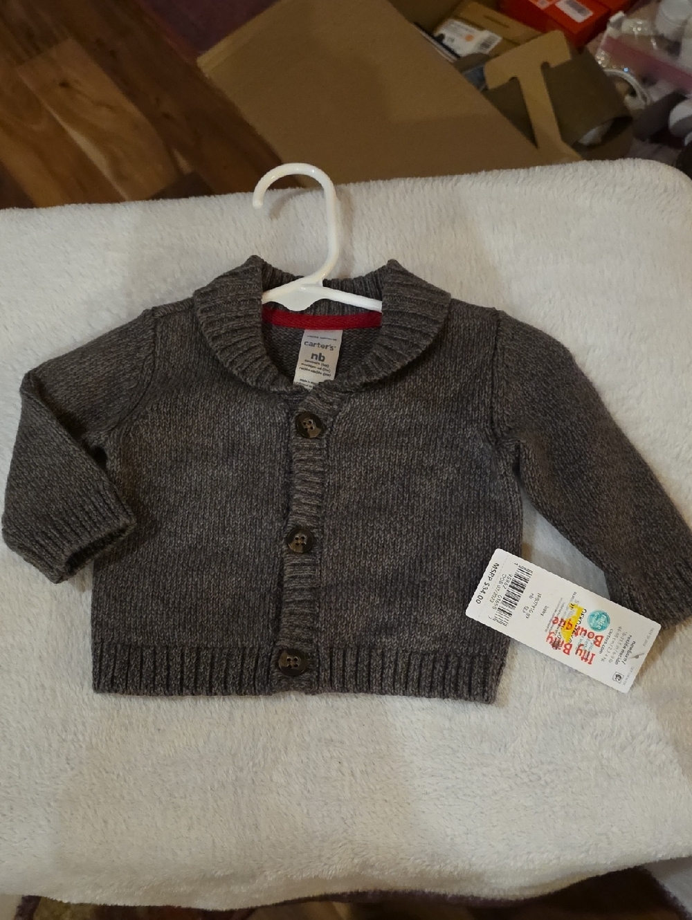 Carter's Gray Knit Button-Front Baby Cardigan